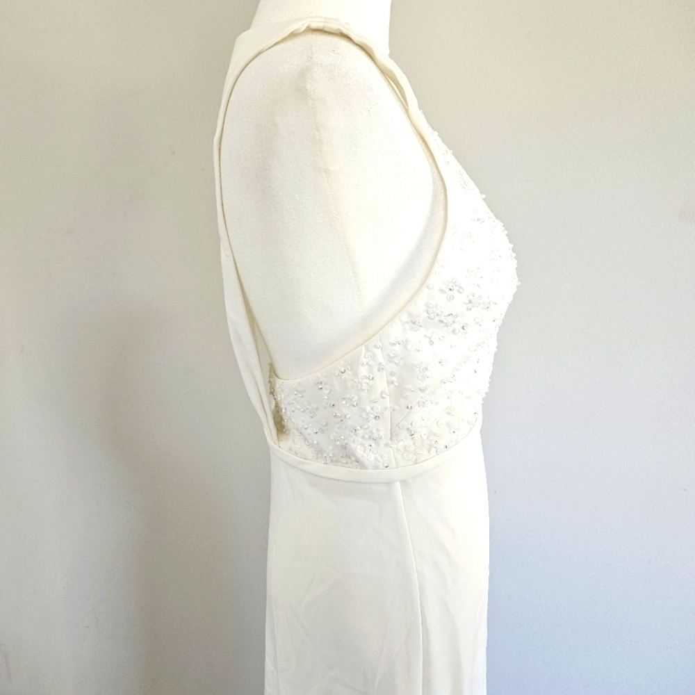 Sachin & Babi "Gabriella" Embellished Plunge V-Neck Crepe Bridal Gown Size 0 - Picture 13 of 16